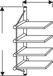 Wandregalfeld \"Topline\" 4 gelochte Fachböden