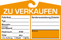 Angebotsschild ZU VERKAUFEN, orange, aus Karton