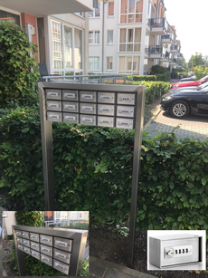 Schlüsseldepotsäule, freistehend Außenmontage, individuelle Bestückung mit Depots (V2A)