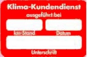 Kundendienst-Aufkleber - Box: KLIMAKUNDENDIENST AUSGEFÜHRT BEI