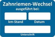 Kundendienstaufkleber blau, ZAHNRIEMEN-WECHSEL