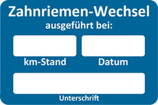 Kundendienstaufkleber blau, ZAHNRIEMEN-WECHSEL