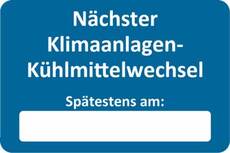 Kundendienstaufkleber blau, KLIMAANLAGEN-KÜHLMITTELWECHSEL